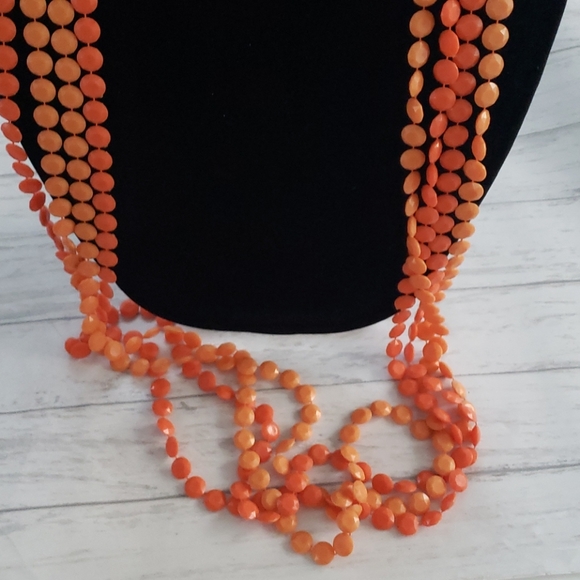 VINTAGE Orange 4 Strand Round Beaded 36"Ne… - Picture 3 of 7